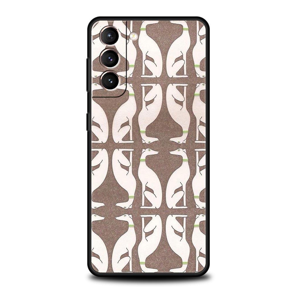 Telefono dėklas Samsung Galaxy S25 Edge S24 S23 S22 S21 Ultra S20 FE 5G S10 S10E S9 Plus minkštas TPU dangtelis Galgo kurtas šuo