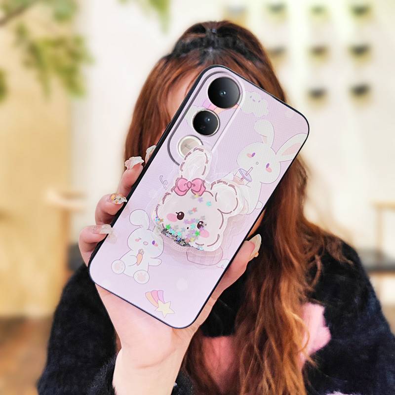 Fashion Design Dirt-resistant Phone Case For VIVO V50 Lite 5G Global Rotatable stand Quicksand Waterproof Cartoon TPU