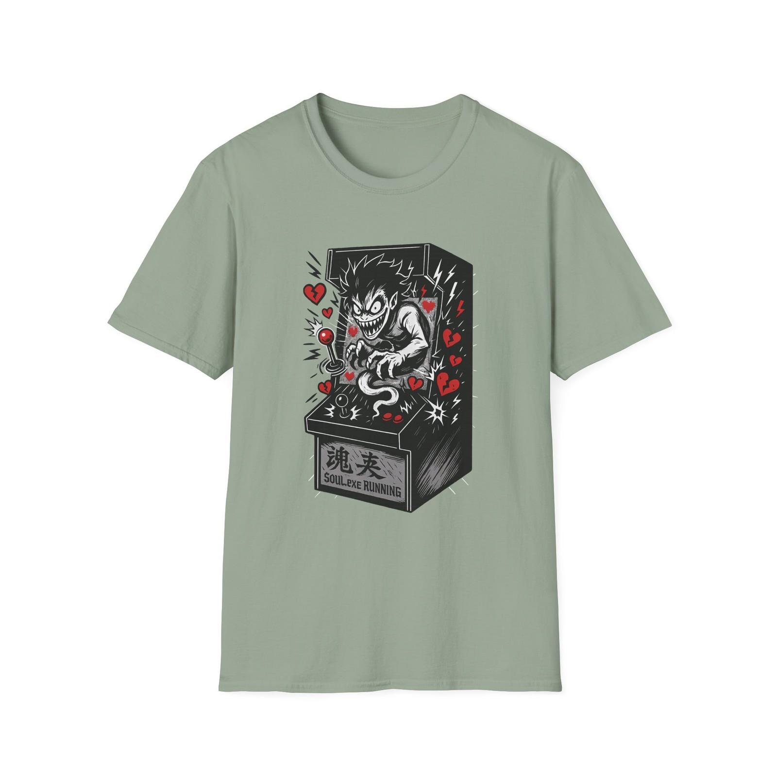 Unisex Softstyle T-Shirt Mens Womens Tees Top Glitchy Specter Arcade Cabinet Pixel Chaos Halloween S