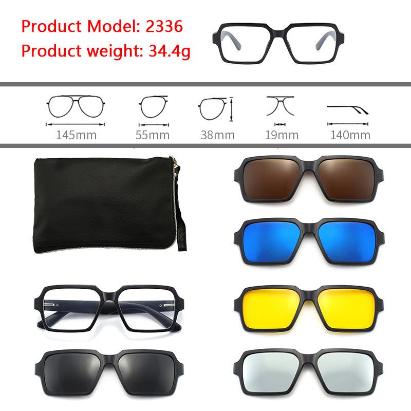 6 In 1 Polarized Sunglasses Men Women Magnetic Clip On Glasses  Optical Prescription Eyeglass Frames Magnet Clips