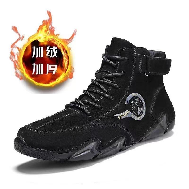 2025 Men Winter Boots Fashion Men Retro Snow Boots Casual Flat Cotton Shoes Men Outdoor Light Ankle Anti Slip Plush Warm Zapatos