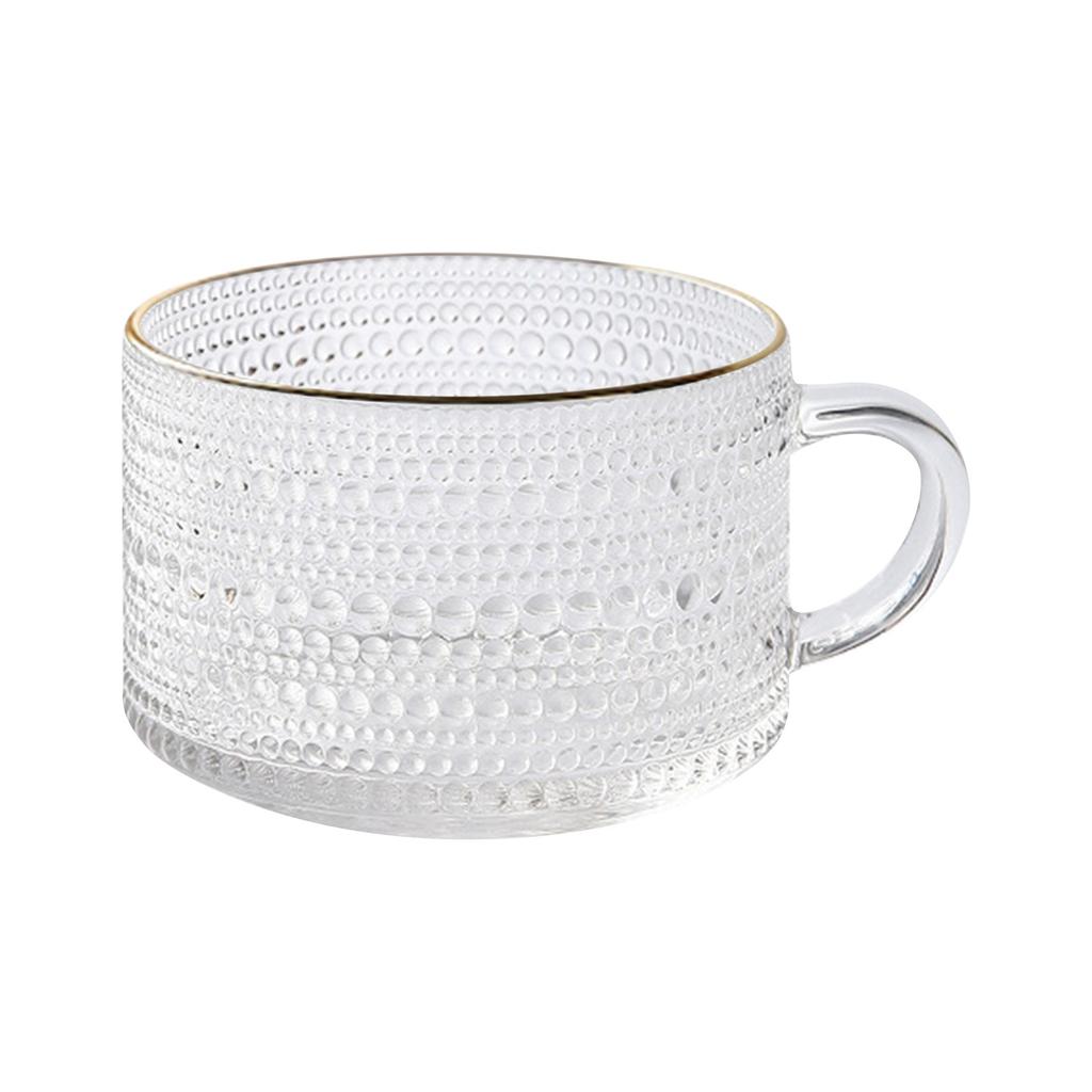 14oz Vintage Glass Coffee Mugs With Lids And Spoons, Green Embossed Drinking Glasses For Iced Coffee, Tea, - Cute Coffee Bar Accessories