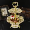 Golden European Classical Fruit Plate Home Living Room Multi-layer Fruit Plate Modern Coffee Table Light Luxury Candy Plate Dim Sum Plate