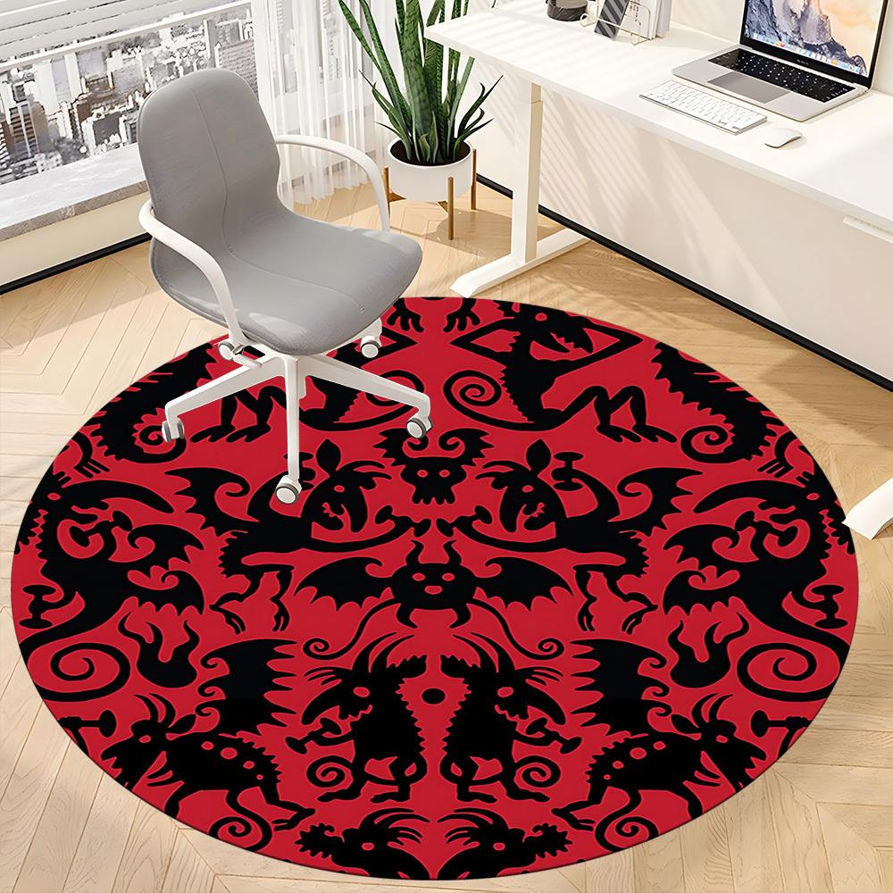 1pc Fantasy Creatures Office Round Area Rug, Mat Suitable For Office, Under Office Chairs Bedroom Living Room Home Decor, Room Deco