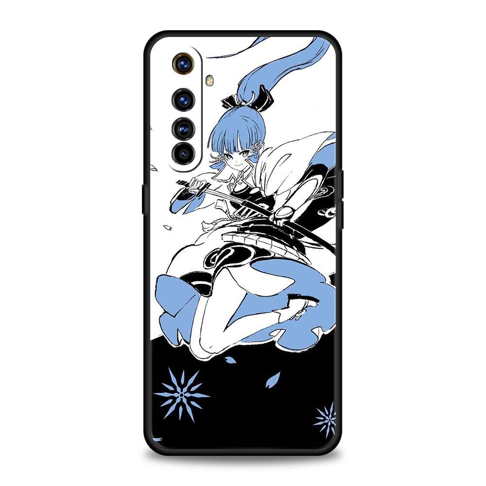 Genshin Impact Black and White For Realme 9i Luxury Phone Case 9 8 5G GT2 7 6 Pro Plus 8i C21 C3 C11 C25 Black Silicone Cover