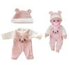 Für 12 Zoll 30cm Baby Reborn Puppen Outfits Kleidung Tragekorb Cartoon Bär Winter Schlafanzug Strampler Plüschkleidung Zubehör