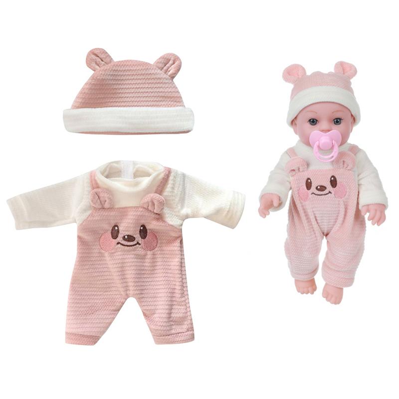 Für 12 Zoll 30cm Baby Reborn Puppen Outfits Kleidung Tragekorb Cartoon Bär Winter Schlafanzug Strampler Plüschkleidung Zubehör