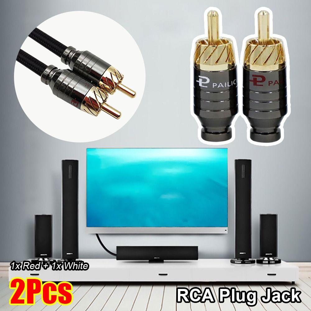 

2Pcs Luxury RCA Plug Jack Gold Plated Output/Input Adapter Plug Headphone Jack