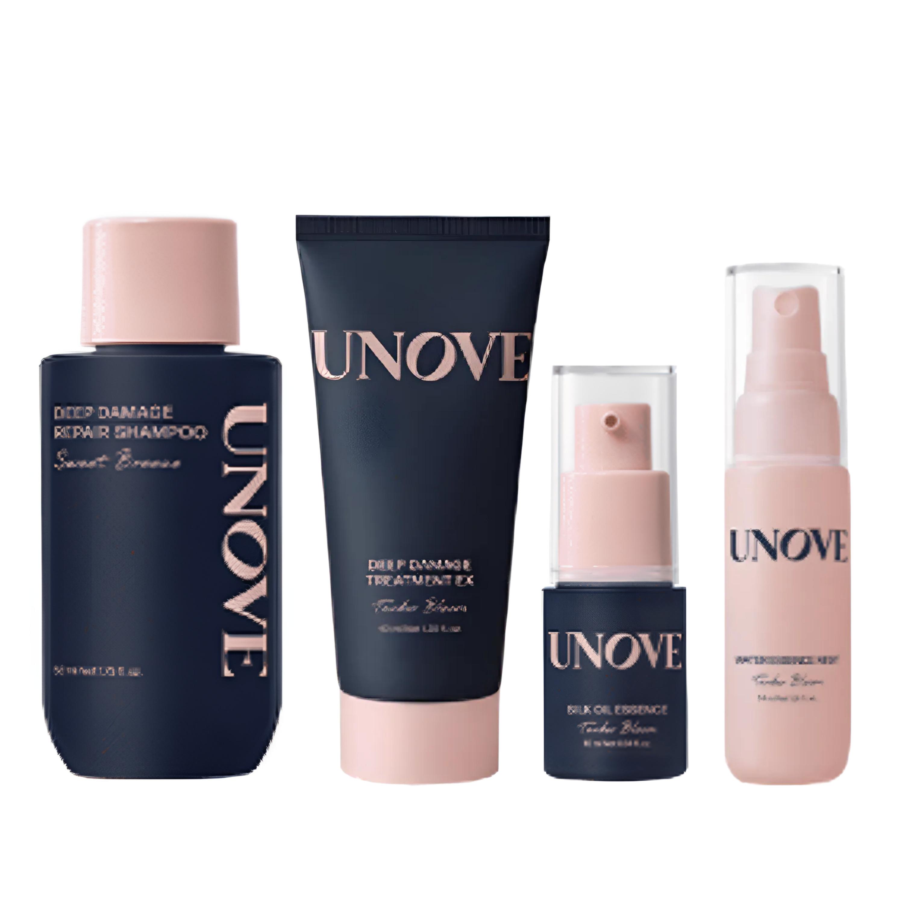 

UNOVE Travel Hair Care Kit (Shampoo 52 ml + Treatment 40 ml + Oil Essence 10 ml + Mist 30 ml)