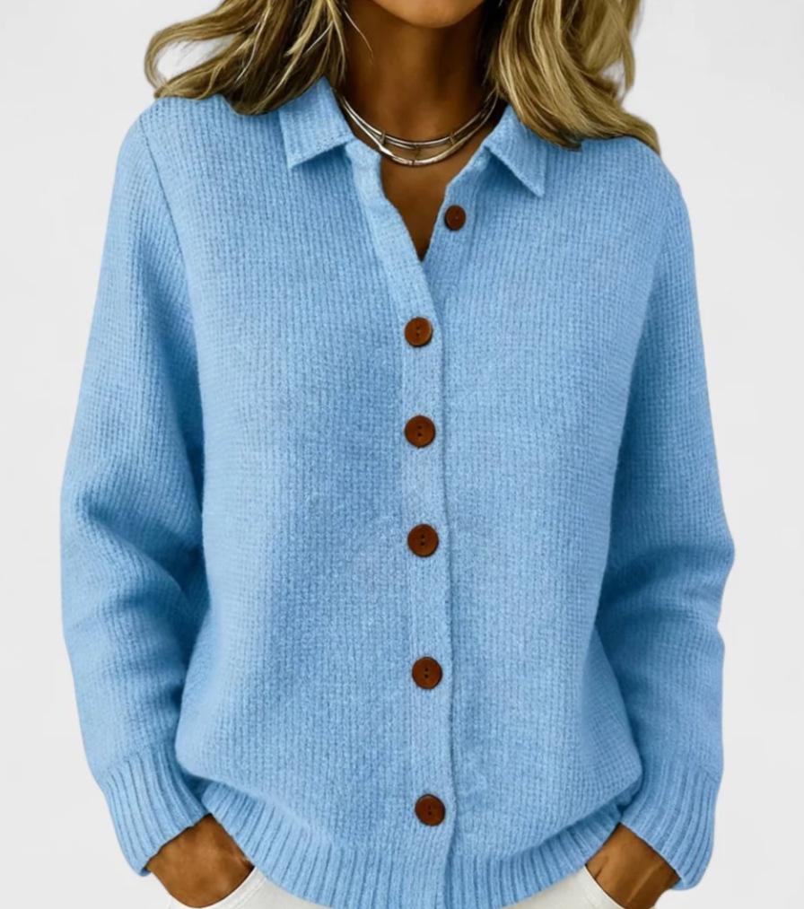 2025 Women's Solid Button Knit Lapel Cardigan Sweater - Autumn/Winter Casual Fashion