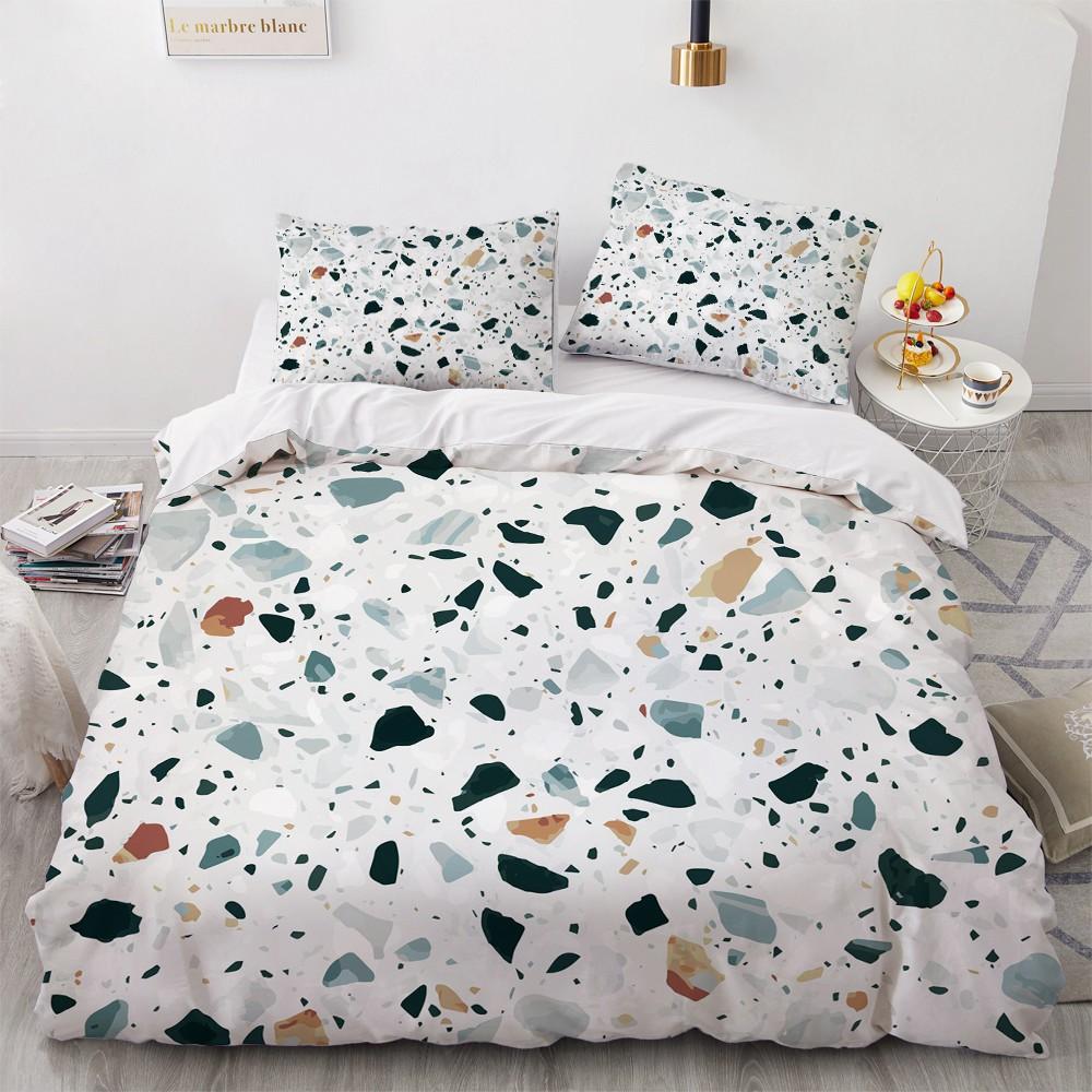 Enkla sängklädesset 3D Marmorering Påslakan Täcke Örngott King Queen Full Double Single Hemtextil