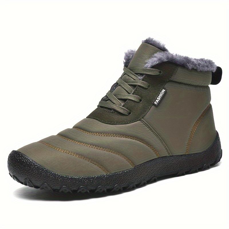 Fleece Lined Men Winter Cotton Shoes, Plus Size Light Sole Warm Snow Boots