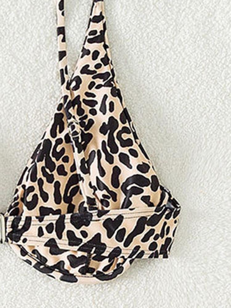 Sexy Leopard Bikini Set Damen Badeanzug Zweiteilig Rückenfrei Weibliche Bademode Baden Sommer 2025 Mode Urlaub Strandbekleidung