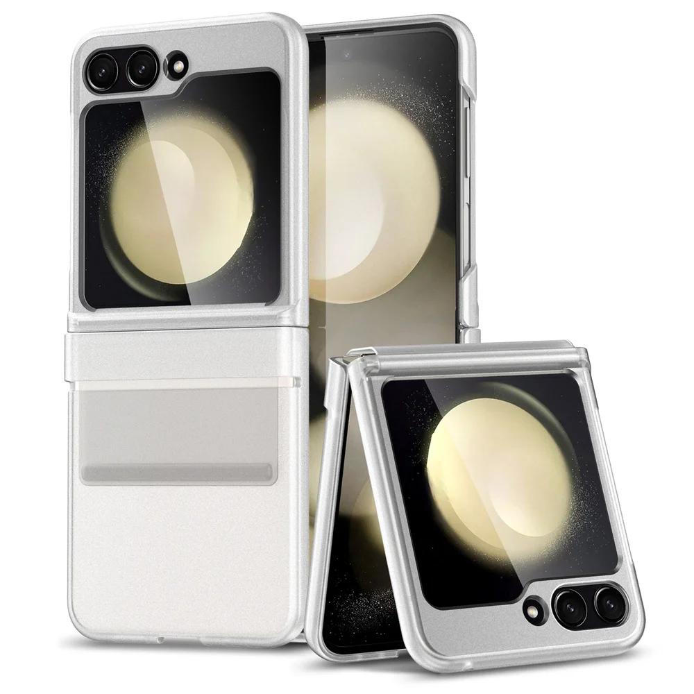 Luxury Skin Friendly Flip 5 6 Case for Samsung Galaxy Z Flip 5 3 4 6 Shockproof Hard Hinge Acrylic Slim ZFlip5 Flip3 Flip4 Cover