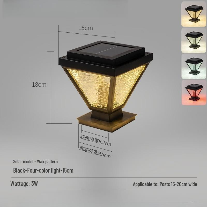 Solar Square Post Guardrail Light with Waxed Glass Shade