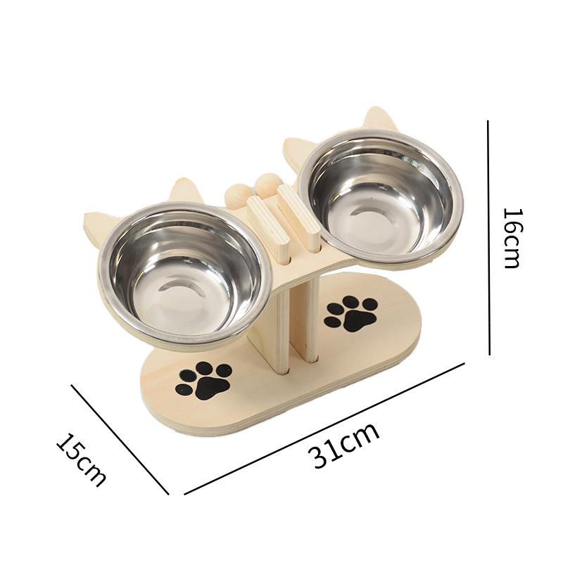 

In-Stock Wooden Pet Bowl Stand with Neck Protection - Dog & Cat Feeder Stand