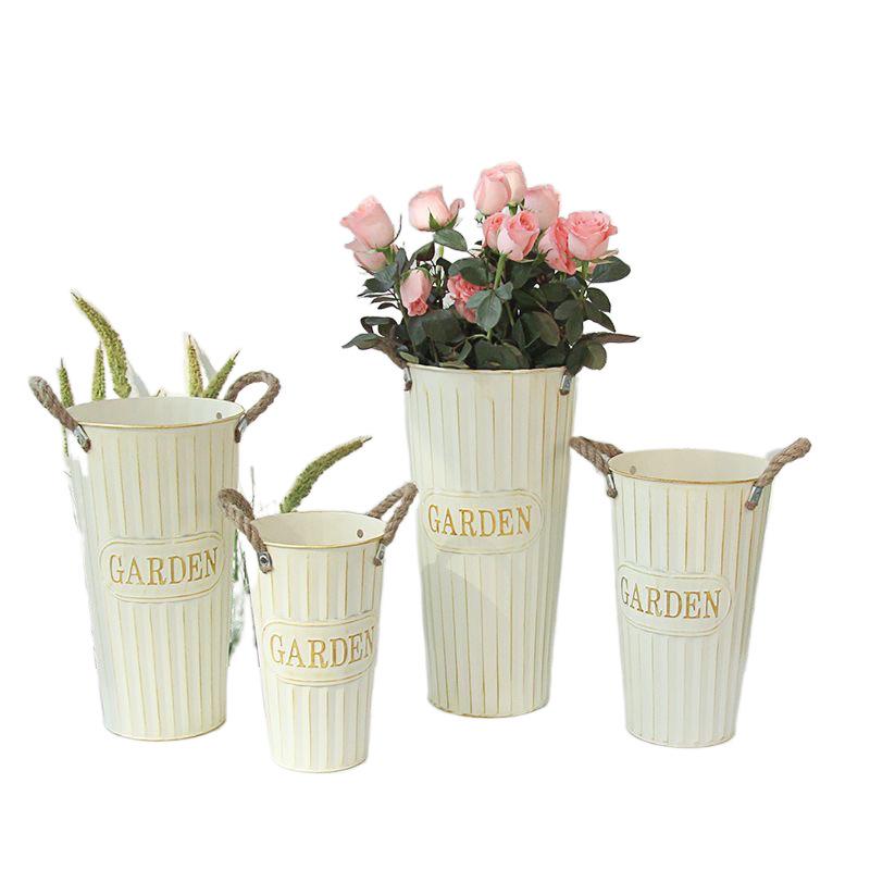 Creative Tin Flower Pot: Dried & Fresh Flower Arrangement Vase for Home or Flower Shop Use
