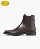 Firenze Atelier [Vibram] Minimal Square Toe Standard Rubber Sole Chelsea Boots 9410 [Brown Fg]