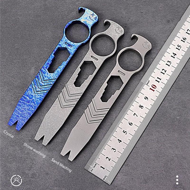 Titanium Alloy Crowbars Outdoor Pry Bar Multifunctional Every Day Carry Wrench Outdoor Camping Tools with Bottle Opener