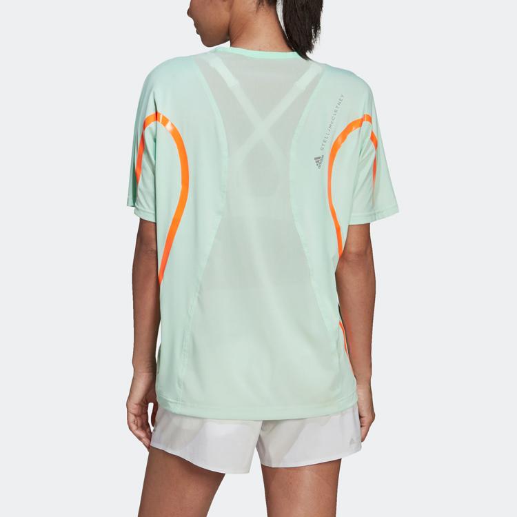 Adidas X Stella McCartney Collaboration Loose Breathable Running Sports Short Sleeve T-Shirt Women Tops Light-Green HD9114