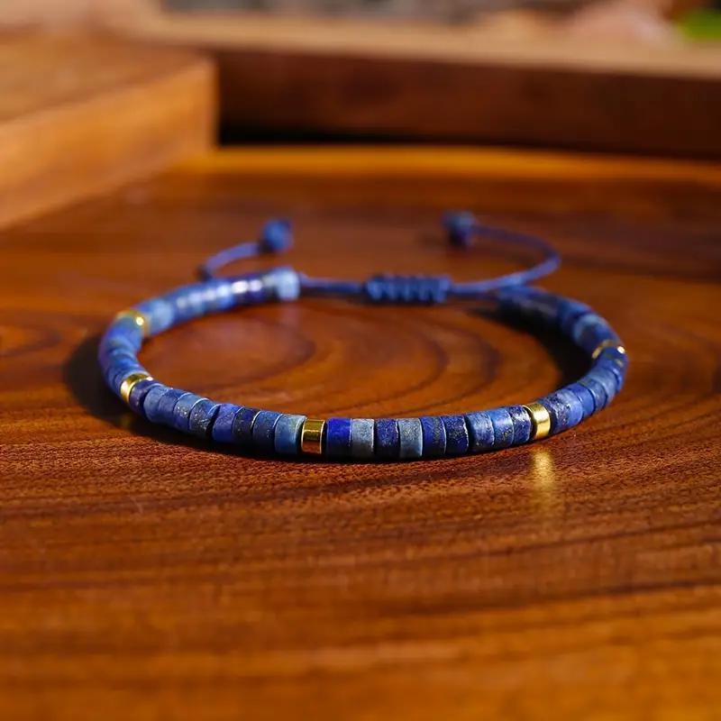 Adjustable Bohemian Lapis Lazuli Braided Bracelet – Natural Healing Gemstone, Calming Unisex Daily Gift