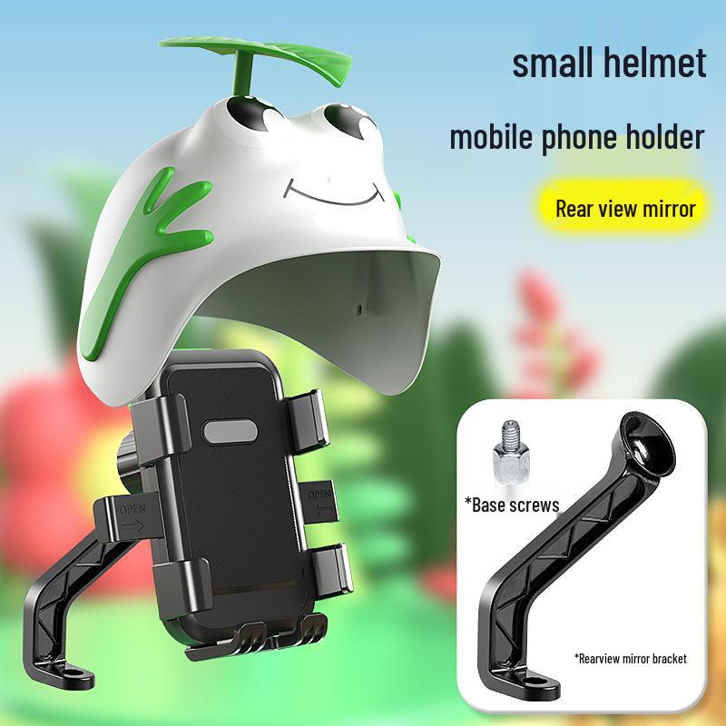 Compact Helmet Phone Holder & Sun/Rain Shield for Scooter/Motorcycle/Bicycle Riders.