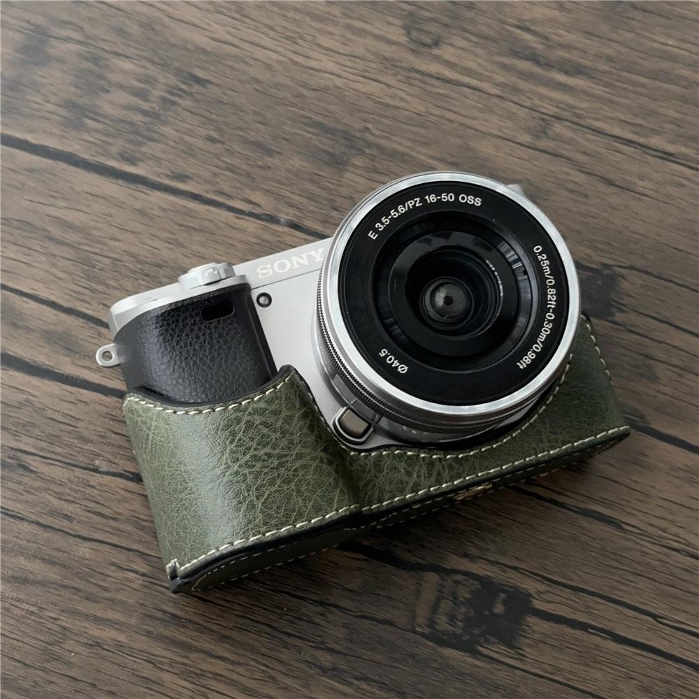 Pouzdro z PU kůže pro fotoaparát Sony A6300 A6400 A6000 A6100 se spodním otevíráním