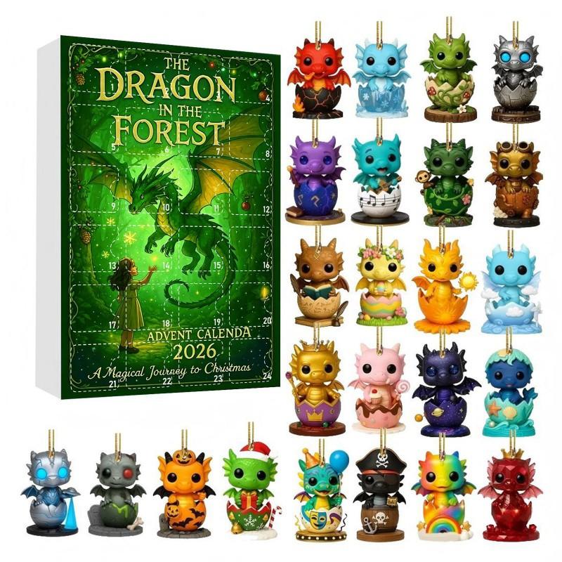 Viking Dragon Advent Calendar Blind Box Hanging Ornament 24 Unique Acrylic Decor Christmas Home Party