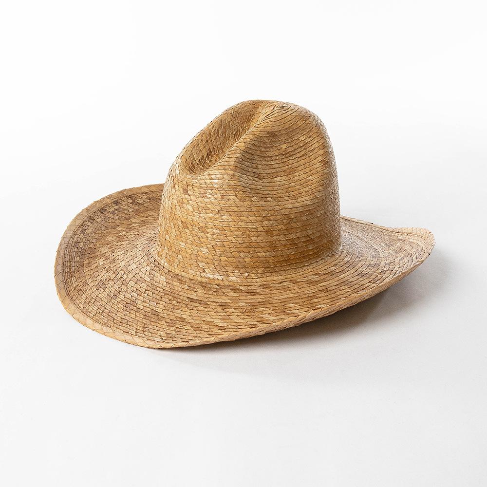 beach hat Western Palma Desert Hat cowboy hat Flat Brim Cowboy Hat in Natural Palm Leaf Straw Handmade UPF 50 Summer hat