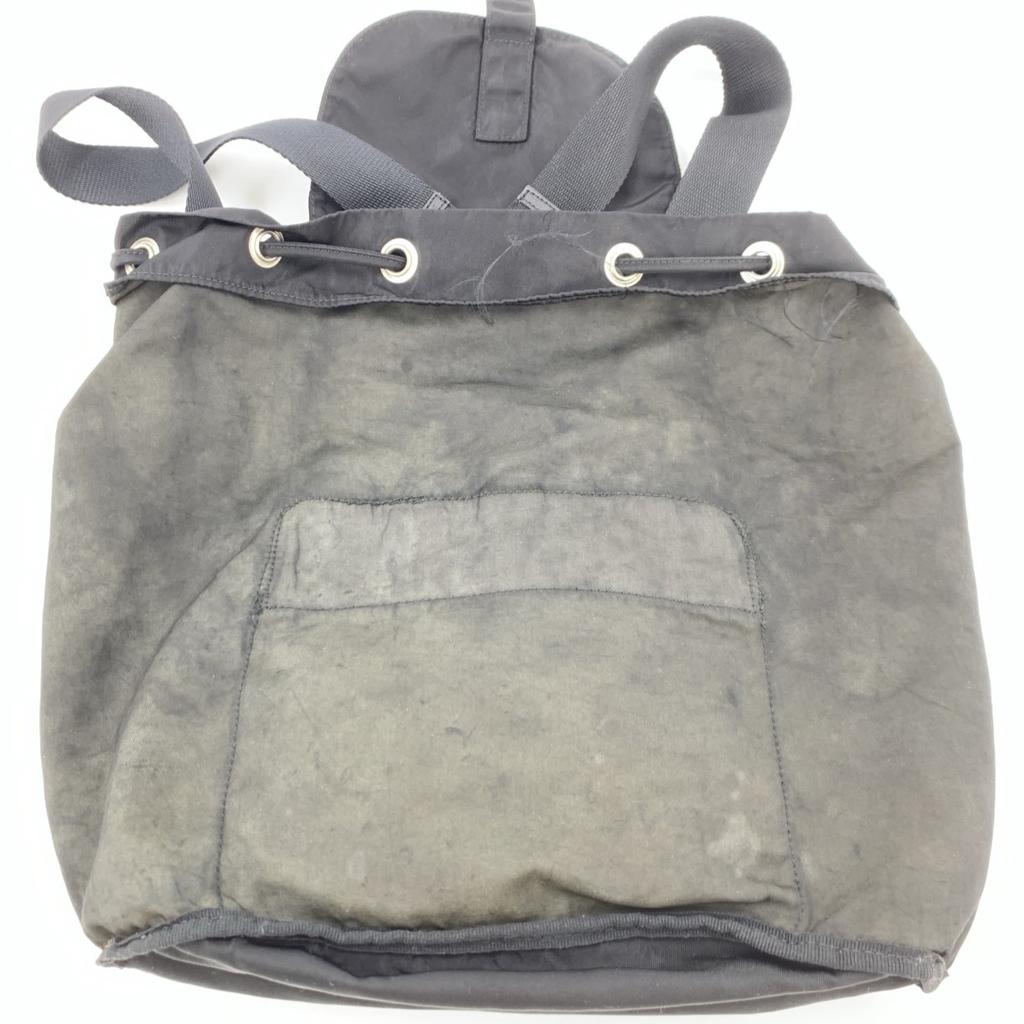 PRADA Tessuto Nylon Backpack Rucksuck Daypack Drawstring Leather B4650F Black Triangle Logo Plate