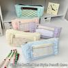 Large Capacity Pencil Case Sweet DIY Ita Bag Pencil Storage Bag Cute with Transparent Window Zipper Stationery Pouch