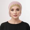 Shiny Golden Rhinestone Inner Hijabs Elasticity Tie Back Undercap Prayer Cap  Religious Headwear
