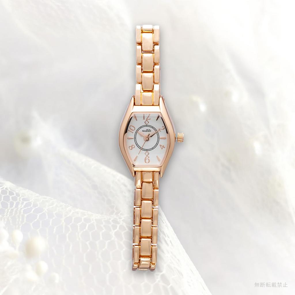 Fieldwork NF Primo Analog Watch with Metal Pink Gold ST283-3 Women's Band, Nickel-Free, Barrel-Shaped,