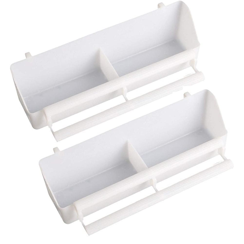 2PCS Plastic Bird Feeding Bowl Double Bird Cage Water Food Feeder Caged Plate Bird Feeder Water Bowl White