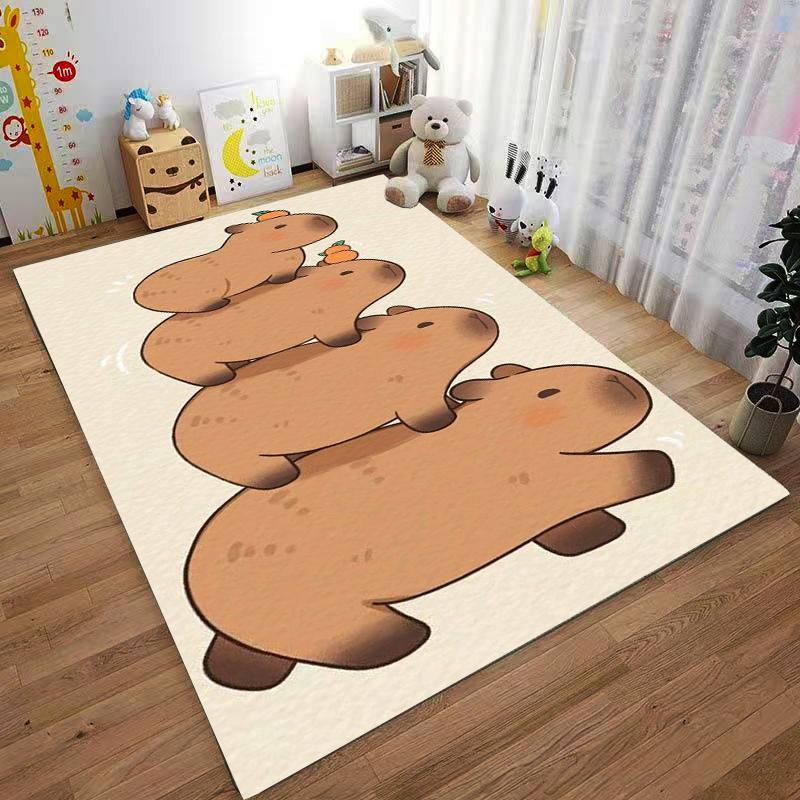Cute Cartoon Capybara Stack Design Carpet for Living Room Decor Suitable for use as an anti-slip for living room bedroom sofas