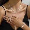 2024 Fashion Bridal Accessories Set: Gold Rhinestone Necklace, Earrings, Bracelet, and Ring