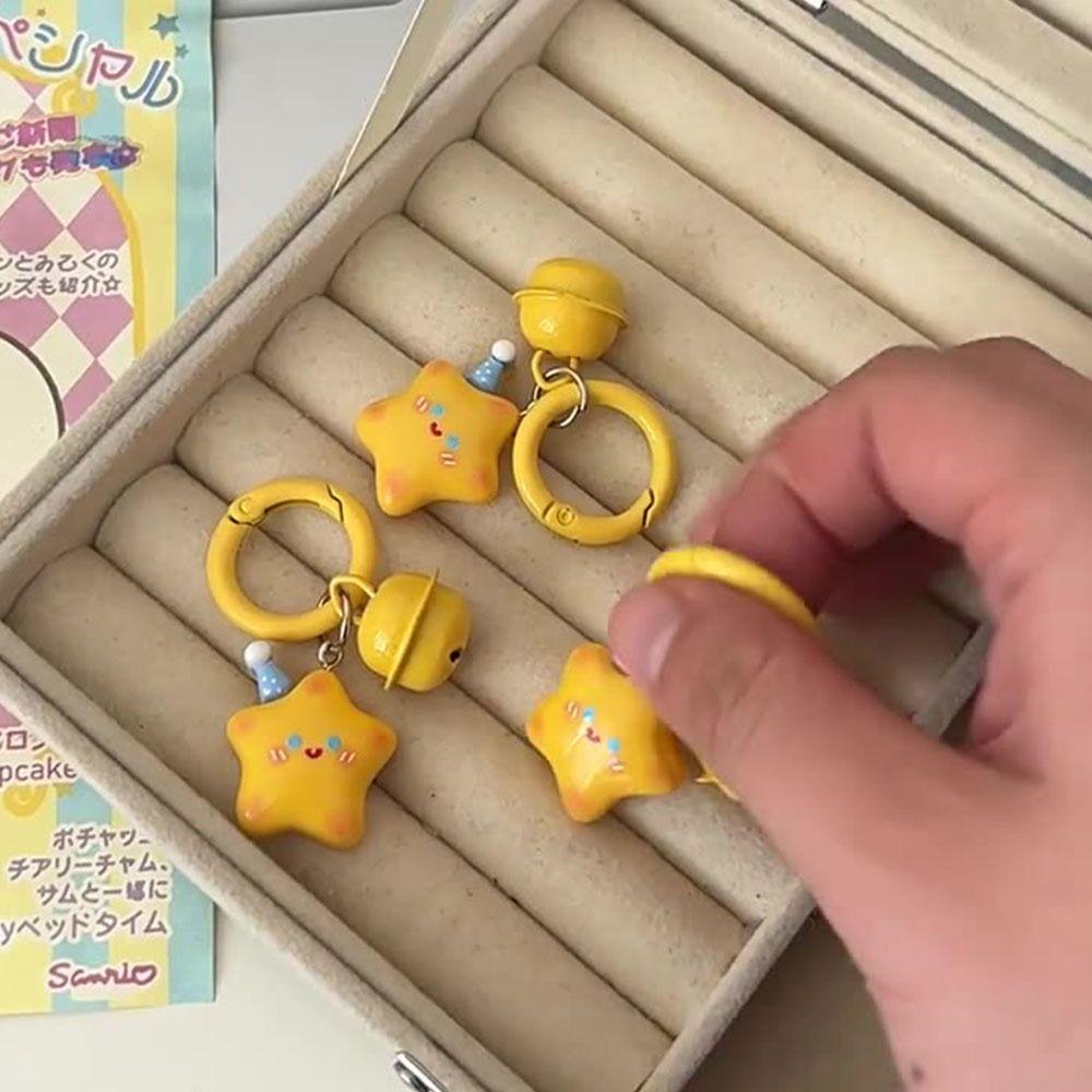 Fashion Resin Stars Sweet Hanging Jewelry Mini Keychain Star Bell Key Chain Christmas Gift