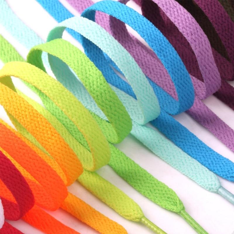 1 Pair Flat Sneaker Shoelaces 8mm Wide Polyester Replacement Multicolored Laces for Trainers and Casual Shoes Strings