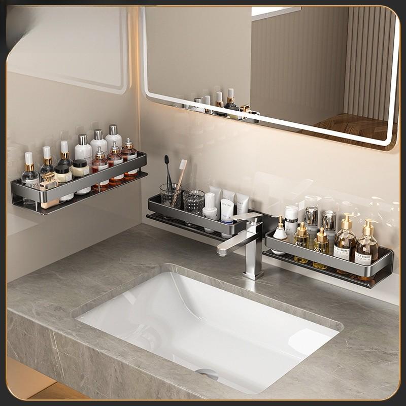 Bathroom Wall Mounted Aluminum Alloy Shelving With Storage For Home Use