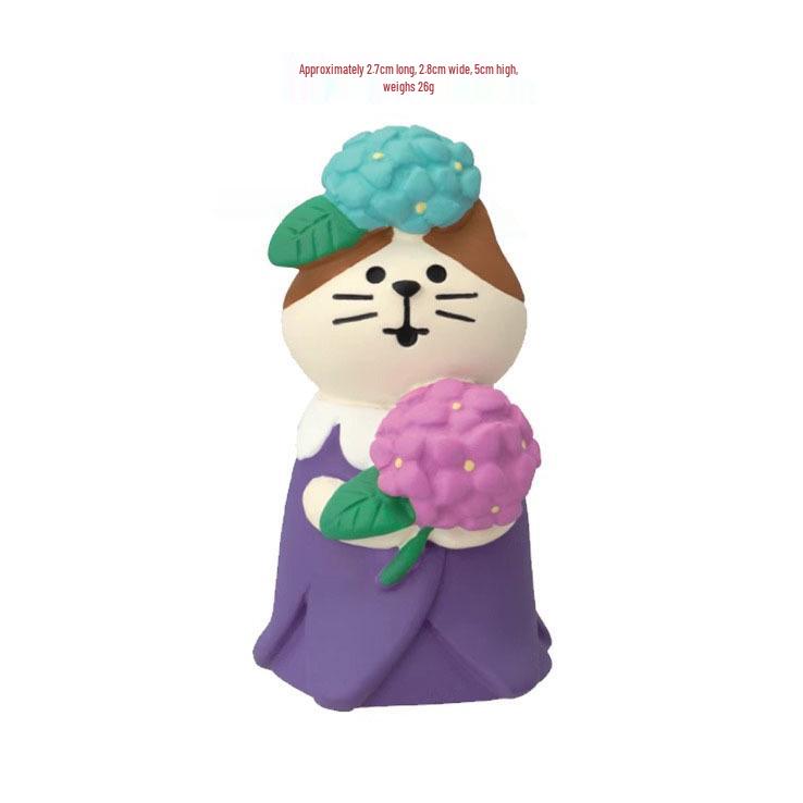 Creative Japanese Cat & Frog Bonsai Ornament - Trendy Blind Box Resin Craft Accessory