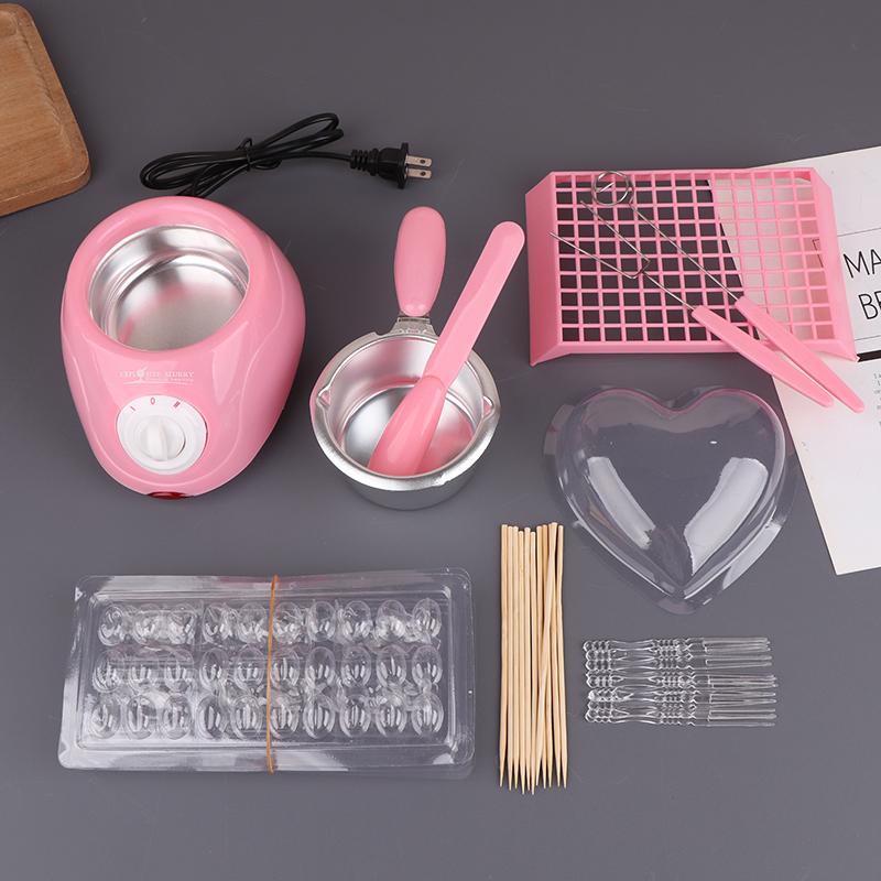 

Шоколадница для фондю Шоколадная плавильня Сделай сам Шоколадная электромеханическая нагревательная кастрюля Инструмент для выпечки розовый