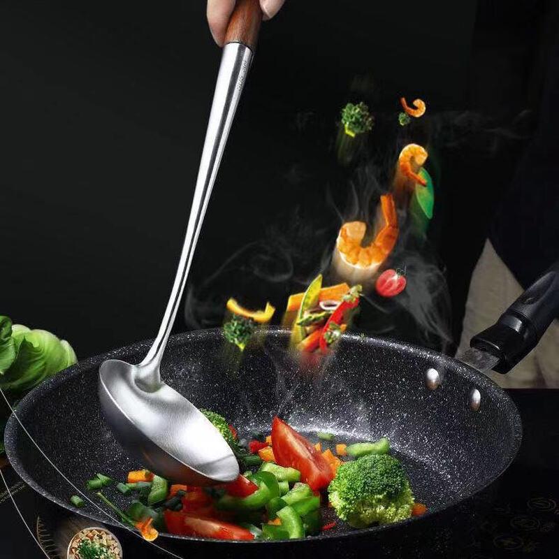 ZISIZ Extended Pearwood Stainless Steel Kitchen Utensil Set