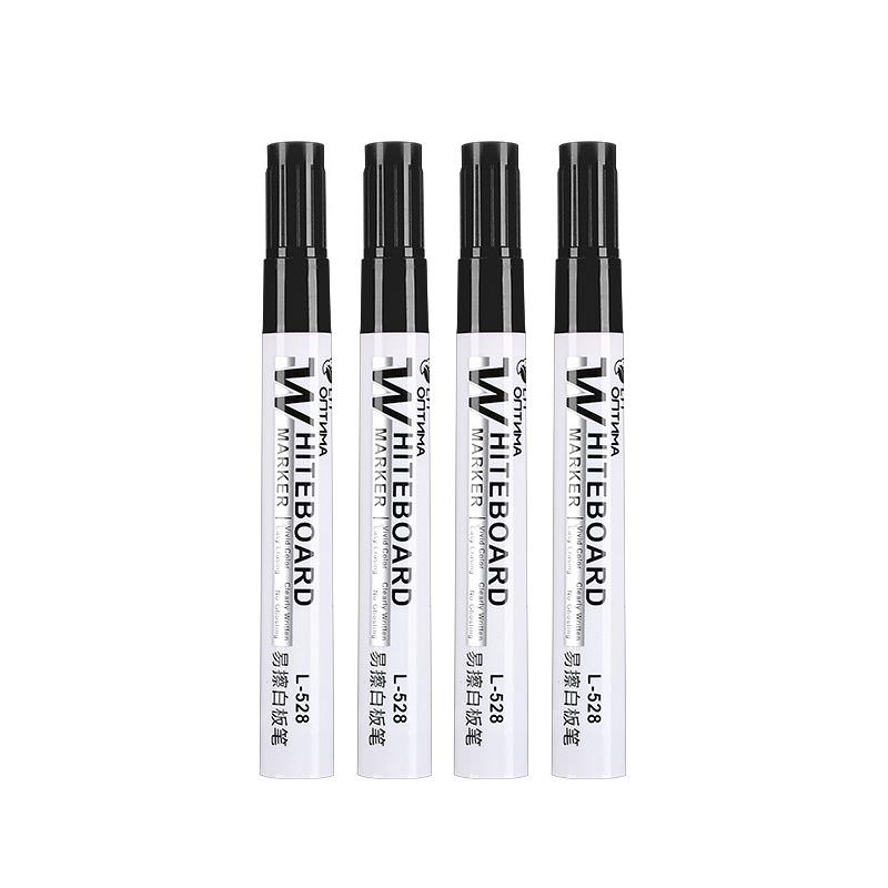 4pcs Whiteboard Marker Set,2.0mm Nib,Black Blue Red High-Volume Ink,Office Teaching Pen,Clear Handwriting & Easy Erasure