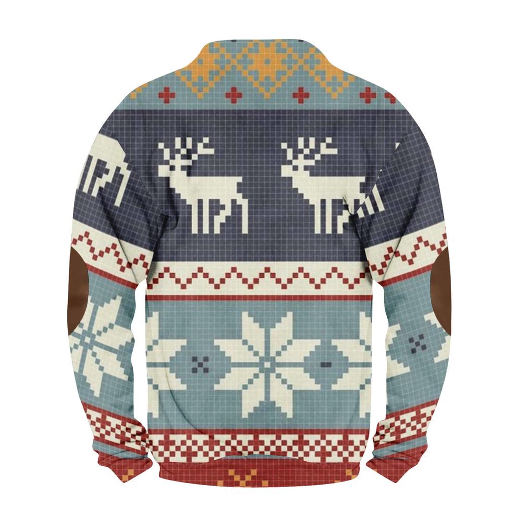 Men's Buttoned Sweatshirt With European And American /winter Printed Long Sleeved Sweatshirt