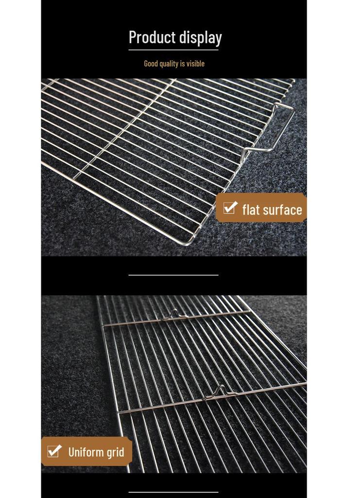 Rectangular 304 Stainless Steel BBQ Grill Net with Legs – Ideal for Draining Water & Oil, Oven Drying & Baking.