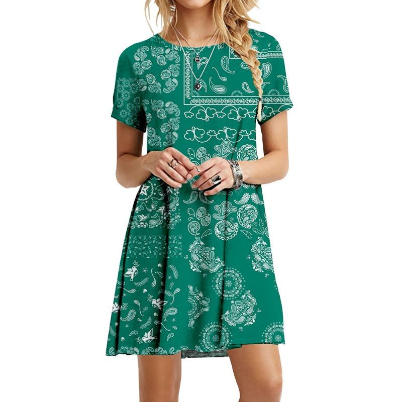 Sommer Schmetterling Kleider Damen Elegant Kurzarm 3D Druck Locker Kleid Vintage Lässig Rundhals Mini Übergröße Kleid