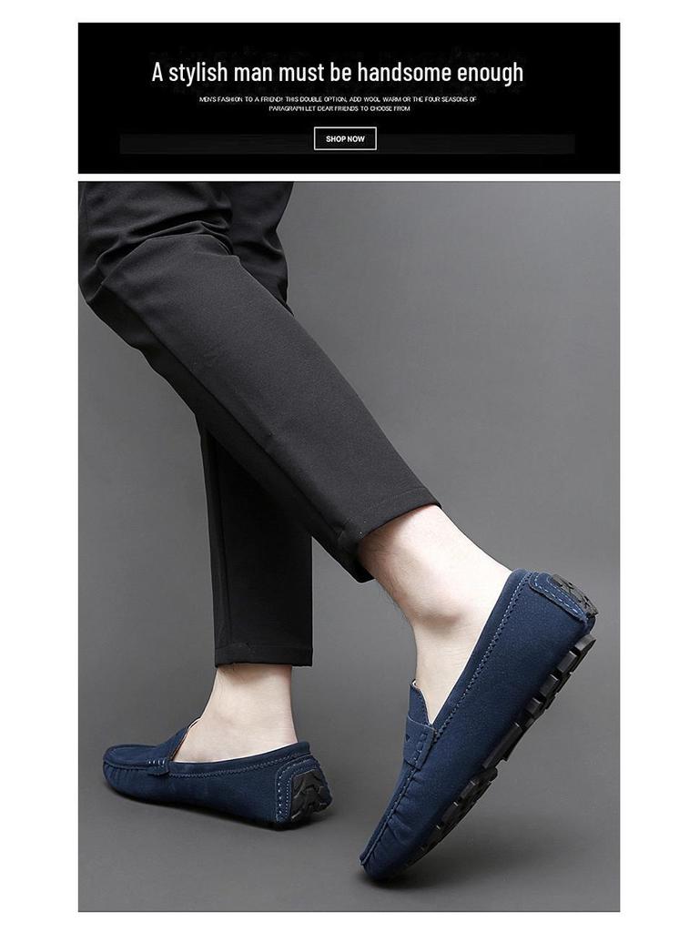 Men's Suede Hand-Stitched Driving Shoes with Soft Soles