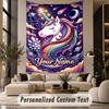 Unicorn (405) Theme Personalized Tapestry Custom Name Text Wall Hanging Tapestry Home Background Decoration