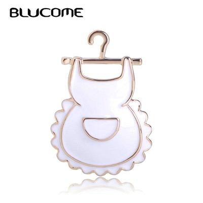 Mode Lebendige Schürze Form Brosche Weiß Emaille Gold Farbe Corsagen Frauen Kinder Clips Anzug Schal Pins Kellner Mutter Geschenke