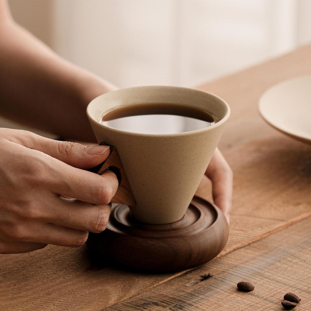 Coffee Cups 250ml Ceramic Tapered Retro Mug Hot Coffee Cup for Family Friends Birthdays Home Indoor Outdoor Travel Tea Chocolate